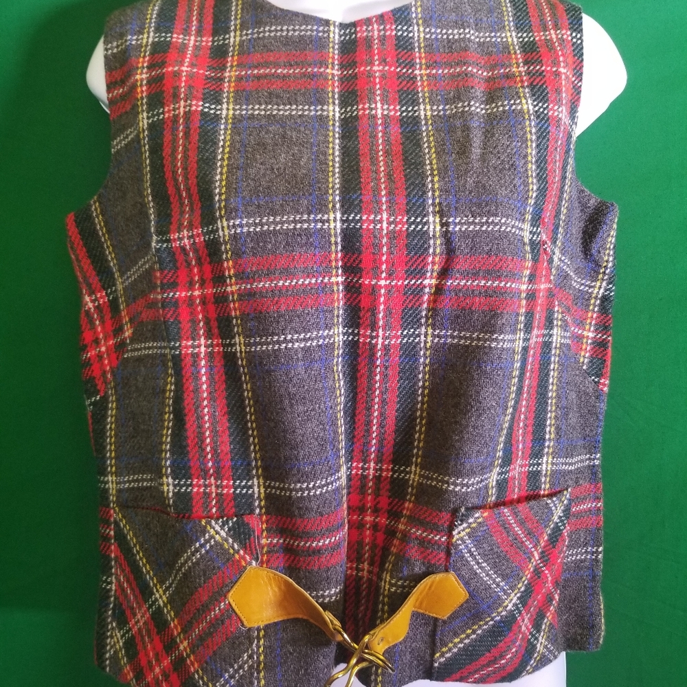 Vintage 60's plaid top with buckle.